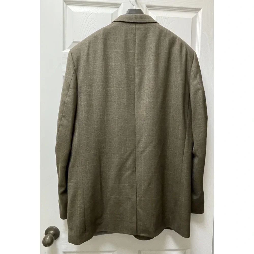 Oscar de la Renta Blazer Brown Plaid Check Soft Lambs Wool Sport Coat Jacket 42L